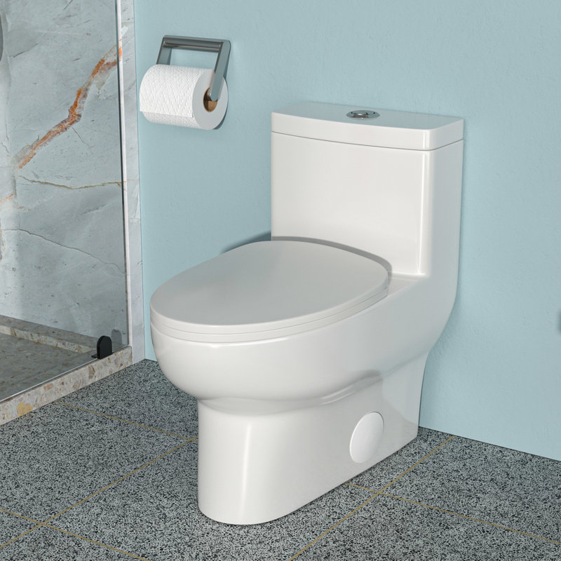 Toilette en céramique à double chasse avec système d'eau et housse de siège silencieuse entièrement vitrée