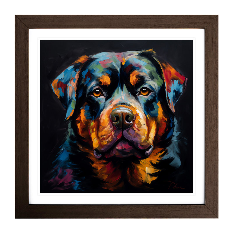 Rottweiler Abstract Expressionism No.2 Framed Print, Walnut
