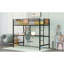 Lit mezzanine simple en métal avec bureau et tablette, noir-1117855233