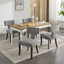 Ensemble de chaises de salle à manger de style Mid-Century moderne, ensemble de 2 chaises d'appoint rembourrées en tissu de lin ferme avec dossier en cuivre, chaises de cuisine avec structure en bois franc-323925919