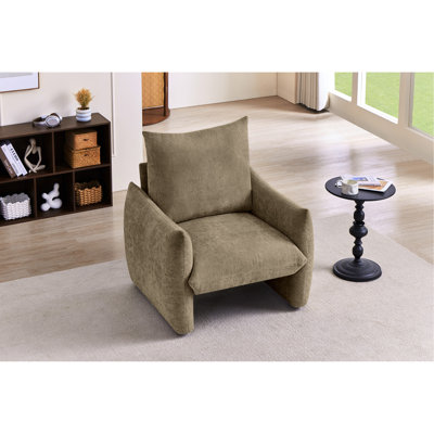 Modern Chenille Accent Chair, 34.3" Oversized Single Sofa Armchair with Plush Cushion, Soft Upholstered Reading Chair for Living Room, Small Space, Be