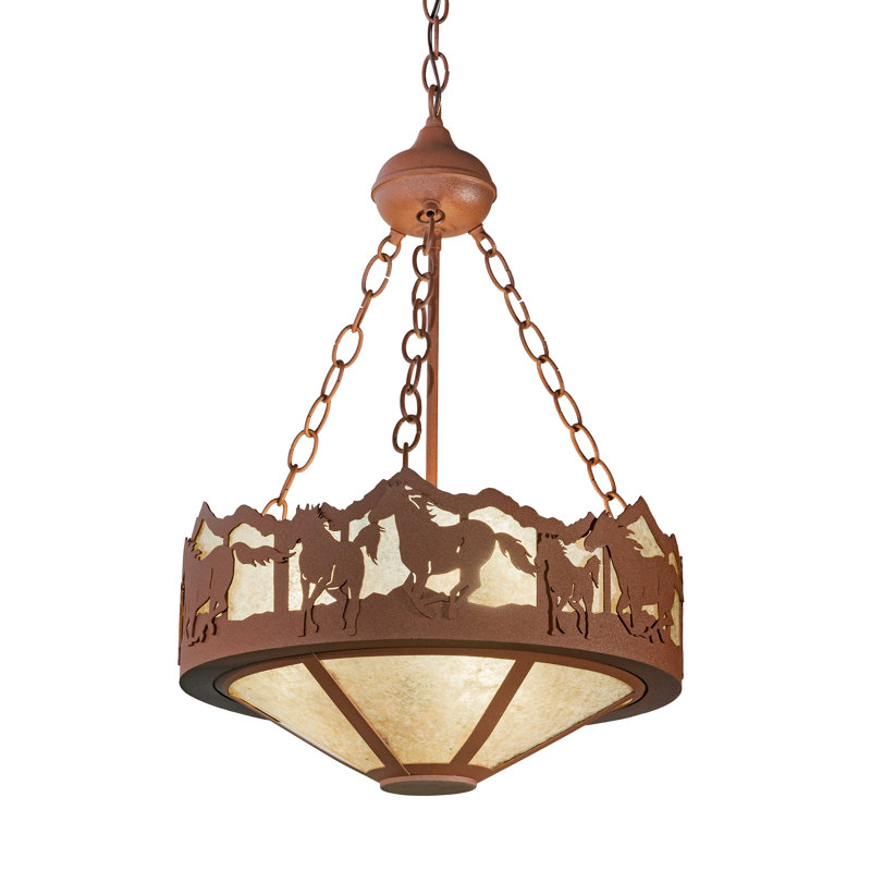 Rustic 16" Glass and Fluorescent Pendant Light