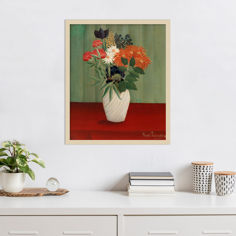 "Bouquet de fleurs" par Henri Rousseau, Brun, H 25 po x l 21 po