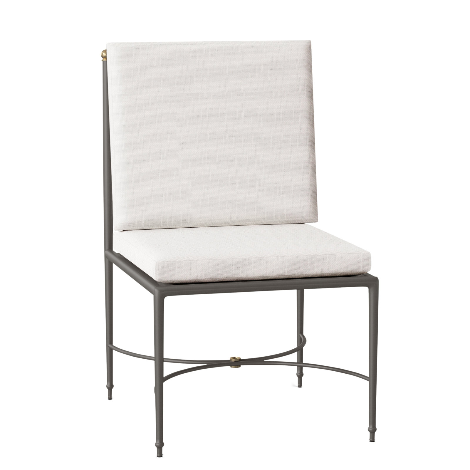Roma Wrought Aluminum Outdoor Side Chair, No Welt, Linen Snow