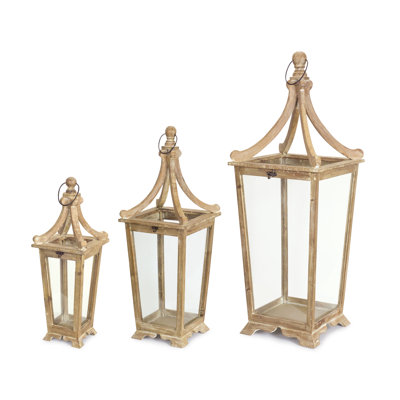 Lanterne en bois (ensemble de 3)