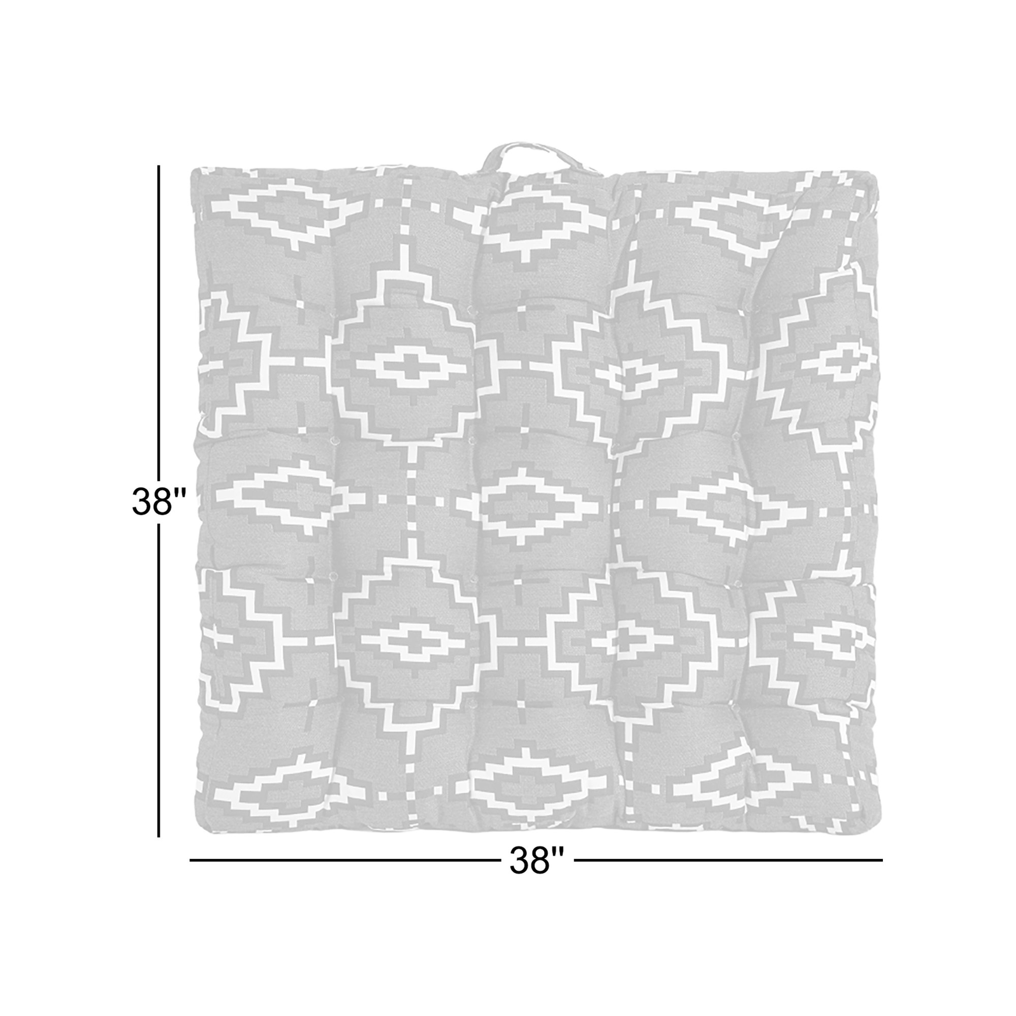Sunbrella Outdoor Geometric Tufted Floor Pillow Single, Gray Geometic Shapes