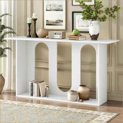 Console moderne en placage de frêne courbé pour le couloir du salon, peu encombrante Assemblage facile