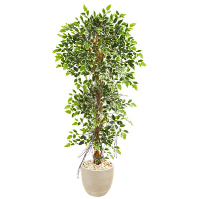 63'' Faux Ficus Tree in Stone Planter