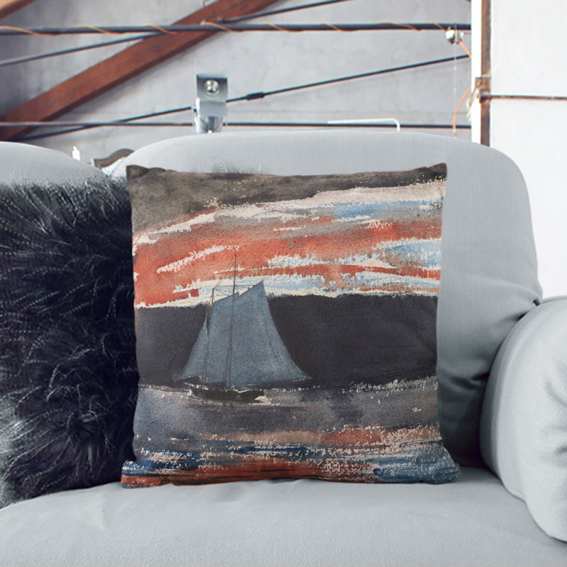 Schooner at Sunset Scatter Cushion, 40cm H x 40cm W x 15cm D