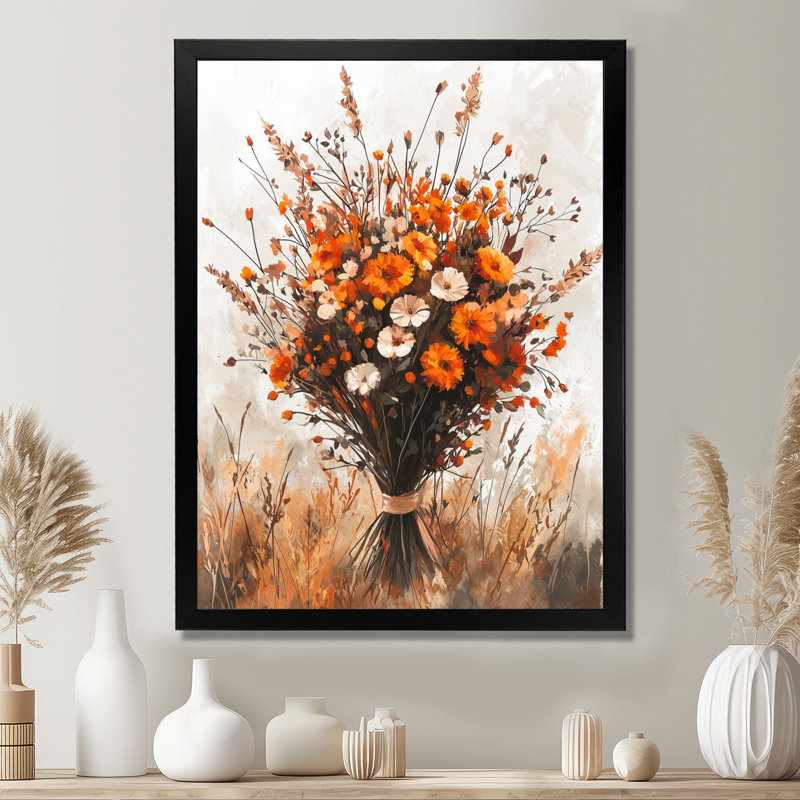 Harrison - Floral Wall Art Living Room, H 20 po x l 12 po, Picture Framed, Noir, noir, noir, noir