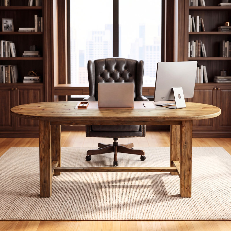 Oval Solid Wood Solid Wood Executive Desk