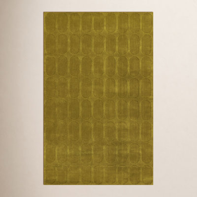 Mazzi Light Olive Hand-Loomed Geometric Wool Rug
