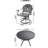 7 Garden Dining Ensemble With 6 Chairs And 47.24" Round Table, Aluminum, Black Frame, , Relaxing All-Weather Furniture Rotating Black, Corrosion ,-101721097