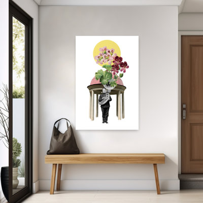 Whimsical Garden Music Surreal Vintage Whimsical Architecture Flower Wall Art Print 1 Piece Wrapped Canvas Wall Art