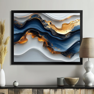 Golden Silence of Minimal Marble River V - minimalisme abstrait, art mural