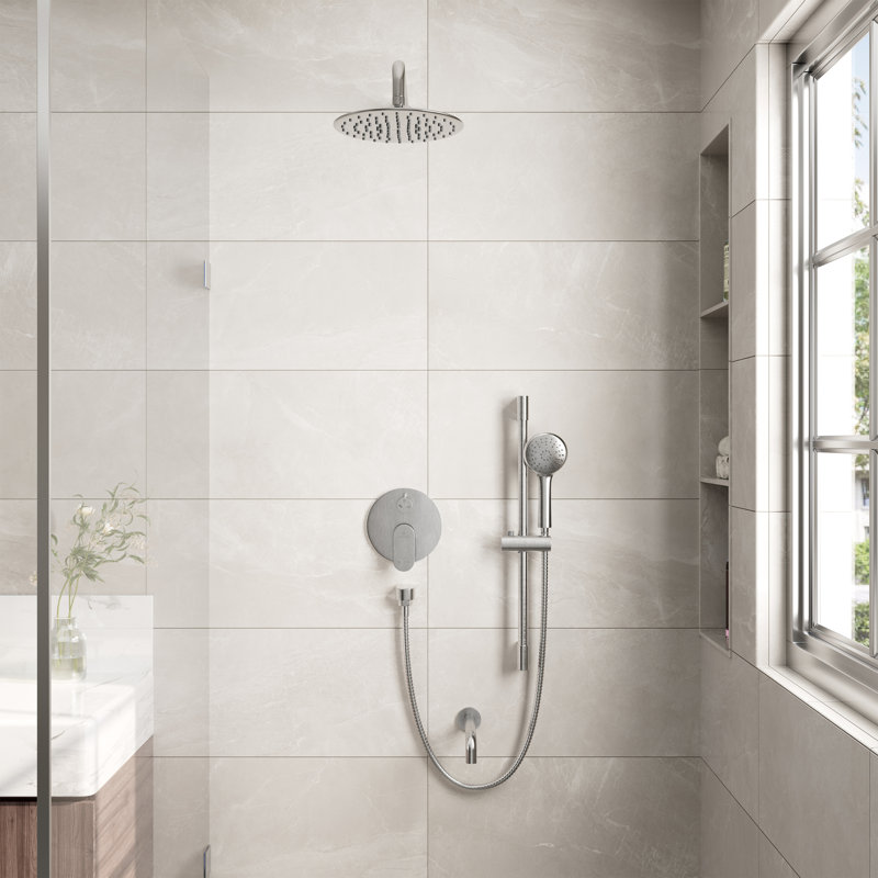 Calliope Wall Mounted 3 Function Retro Shower System with 3 Setting Handheld, Brushed Nickel
