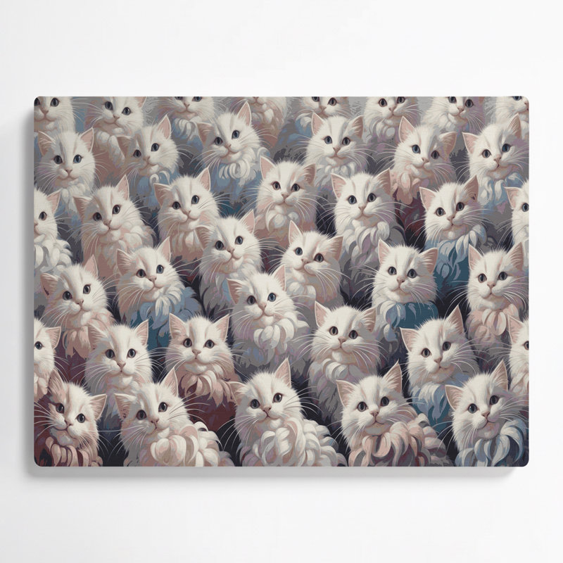 Art mural en métal «Cats Lambkin» gris, H 132 po x l 168 po x P 0,05 po