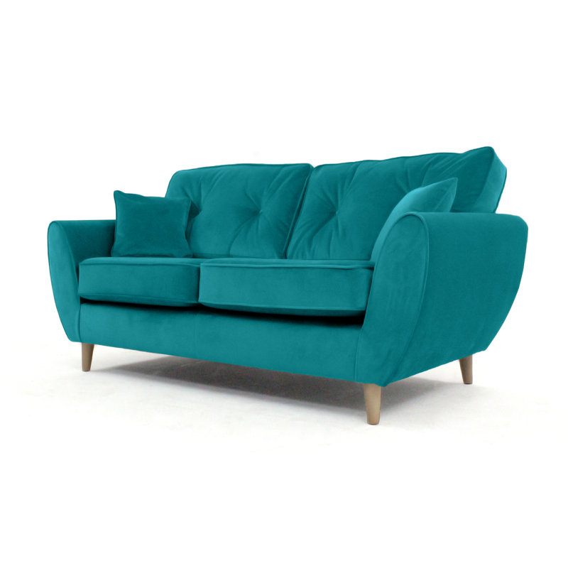 Rafe 3 Seater Velvet Sofa, Turquoise Velvet