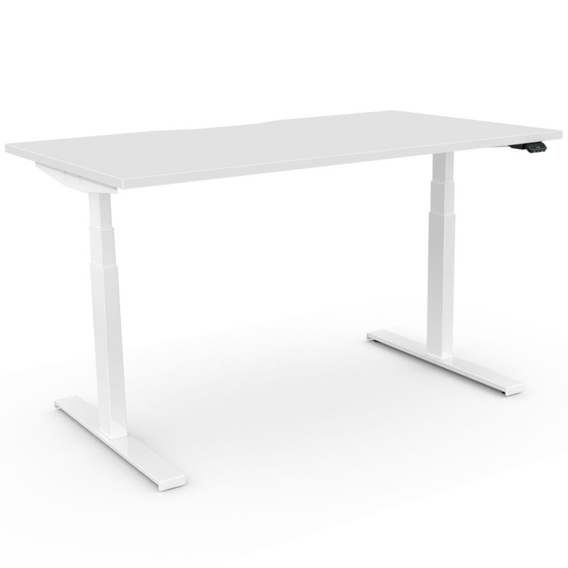 Arnesia Adjustable Metal Base Standing Desk, 123cm H x 140cm W x 80cm D, White, White