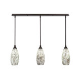 Luminaire suspendu linéaire sur pied 3 lumières 3 lumières avec verre de fusion naturel de 5,5 po