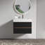Meuble-lavabo de salle de bain avec lavabo en quartz d'ingénierie et tiroirs noirs doux-235039943