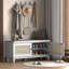 Banc de rangement Velluto Bohemian avec portes en rotin et sièges rembourrés-118666554