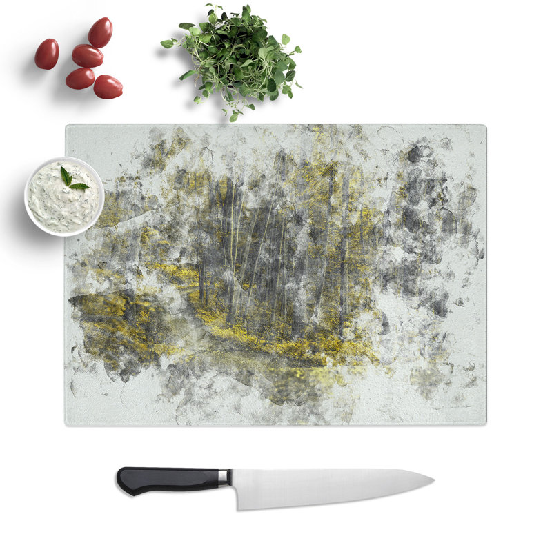 Tempered Glass Forest in Connecticut Watercolour Chopping Board, 28.5 cm x 39 cm