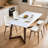 71 inch Marble Dining Table, Modern Dinner Table with Solid Wood Base for Living Room
