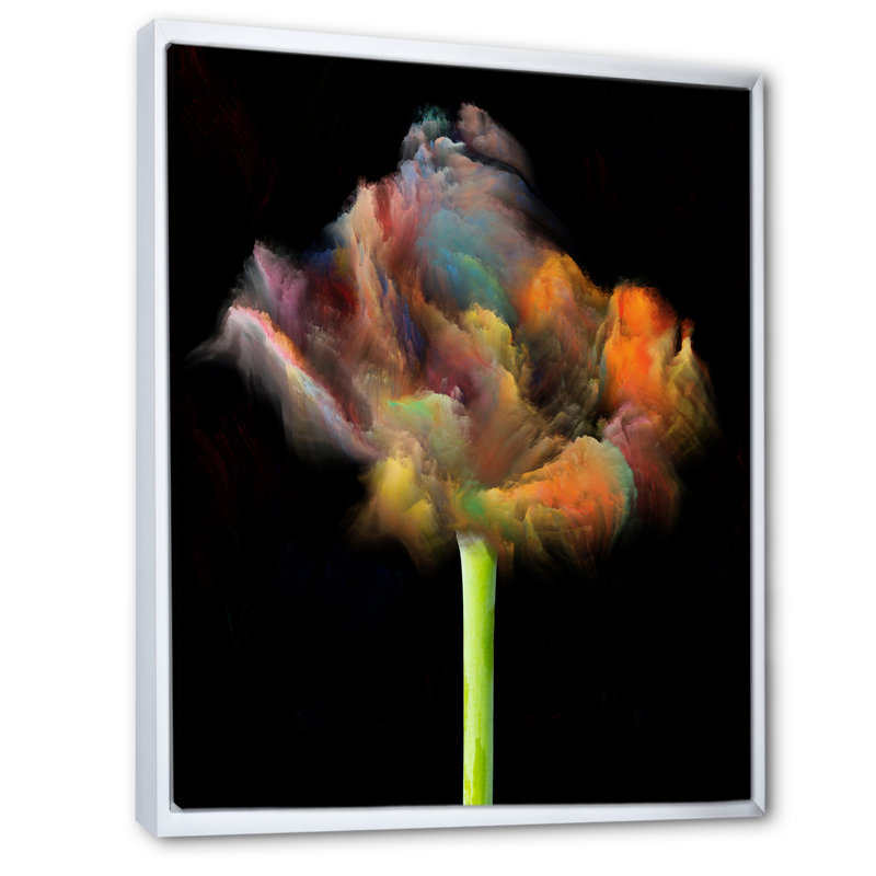 «Blooming Multicolor Fractal Flower», art mural moderne sur toile, H 20 po x l 12 po x P 1 po, Cadre photo blanc