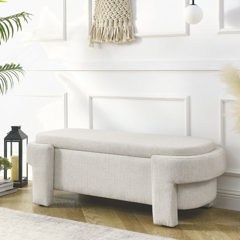Linen Fabric Bench With Large Storage Space For The Living Room, Entryway And Bedroom, Beige