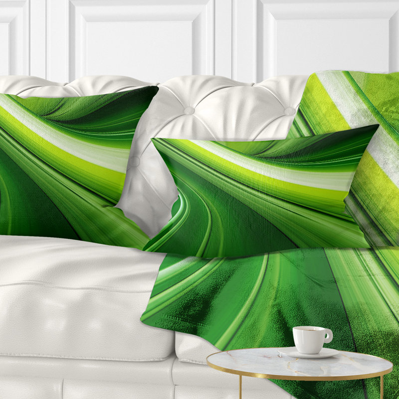 Lignes vertes abstraites - Coussin imprimé abstrait