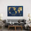 «Indigo World Map» par Carol Robinson, impression sur toile tendue-55903635