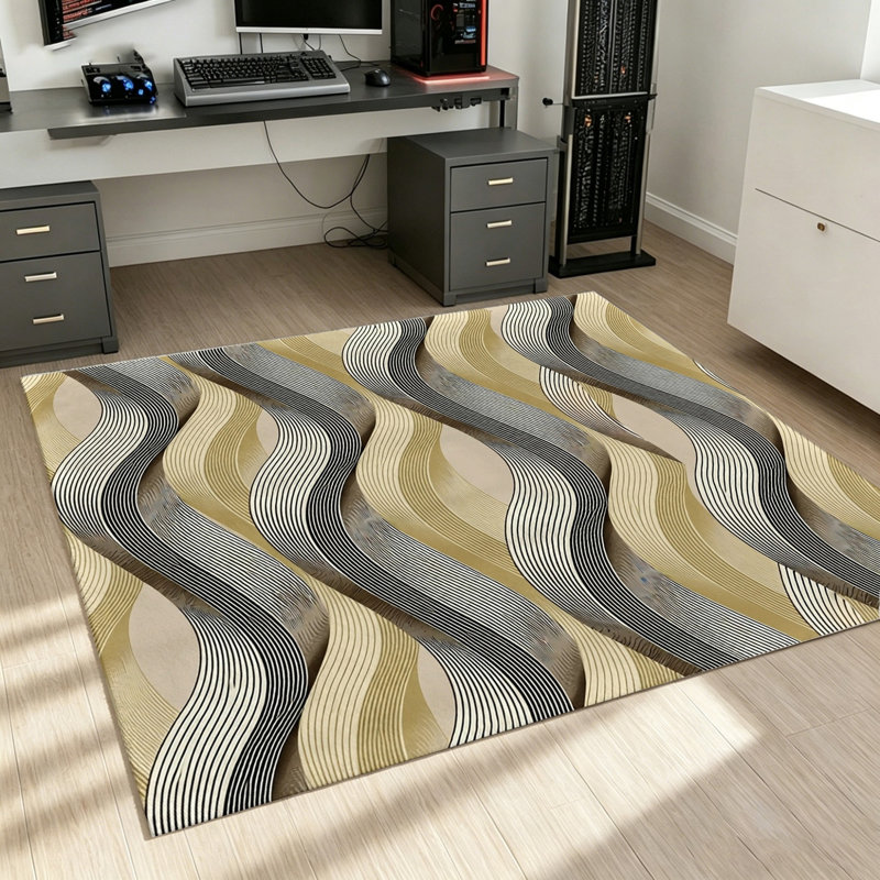 Wave Pattern Area Rug for Living Room, Modern Abstract, Anti-slip Soft Floor Carpet Bedroom, Home Decor