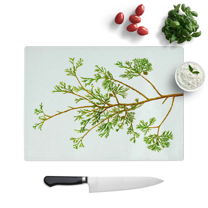 Tempered Glass Cypress Tree Branch Chopping Board, 39 cm W x 28.5 cm L