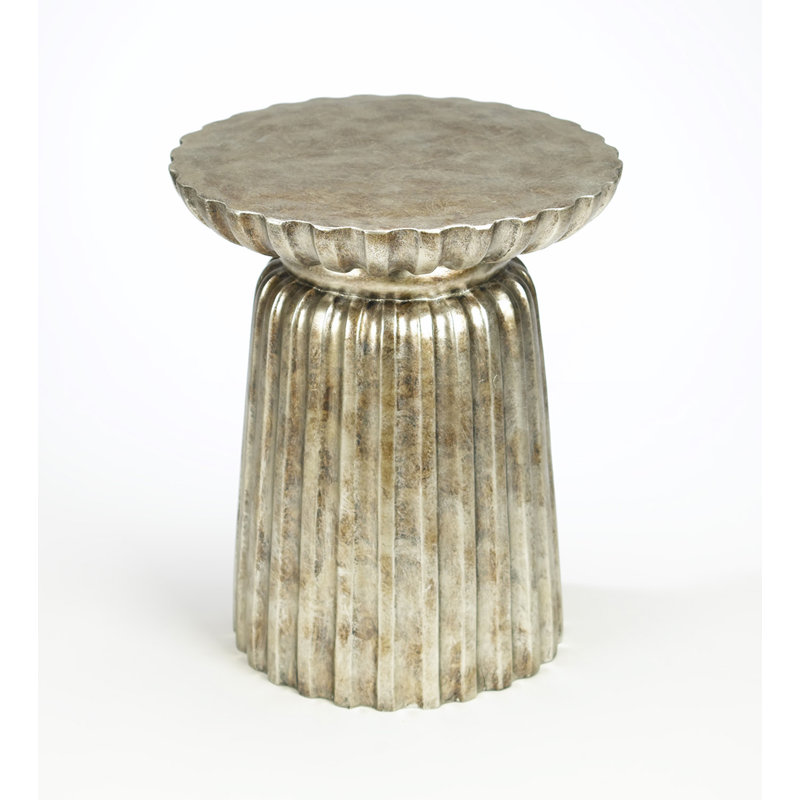 Table de bout à pied Bineau, Argent antique brossé