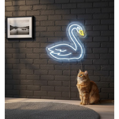  | Enseigne néon Swan | Fabriqué avec des tubes néon durables et écoénergétiques offrant un éclairage lumineux et uniforme qui dure plus de 50 000 heures sans gradation ni scintillement | 21 x 24 | Blanc chaud, jaune