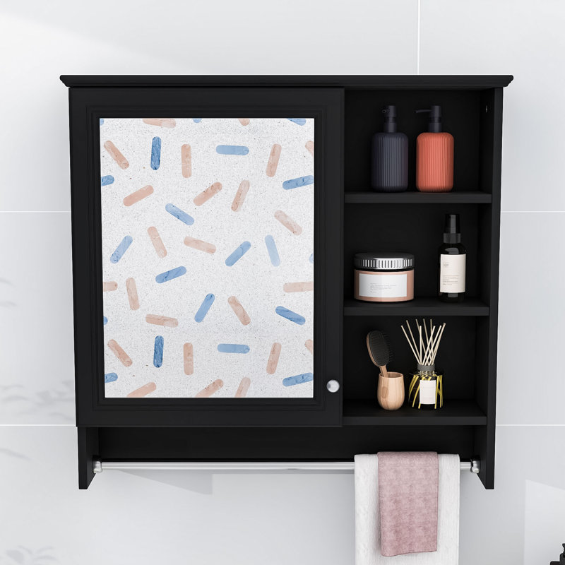 Modern Wall-Mount Mirror Cabinet with Adjustable Storage, Black