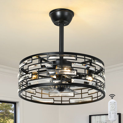 Ventilateur de plafond moderne en cristal 19 po avec ensemble d'éclairage et télécommande