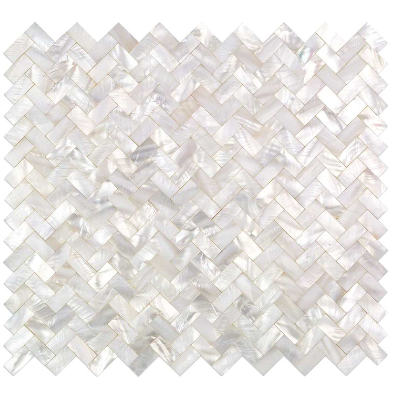 Serene .5x1 Herringbone Polished Pearl Mosaic Tile