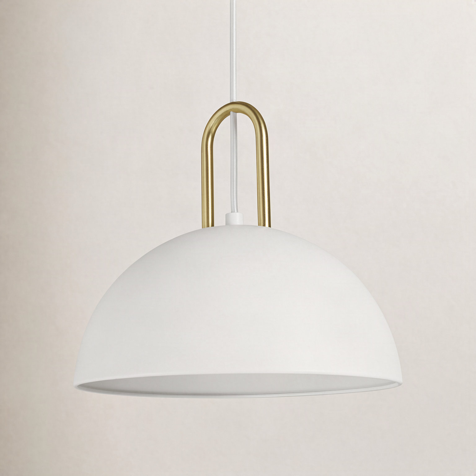 Dugan Single Light Metal Dimmable Pendant, White/Brushed Brass, White