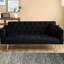 Lit double pliable de style rétro américain de 71 pouces en velours noir, idéal pour les petits espaces comme les appartements, réglable en 3 positions, avec pieds dorés, siège et dossier rembourrés de mousse en velours noir, pouces
