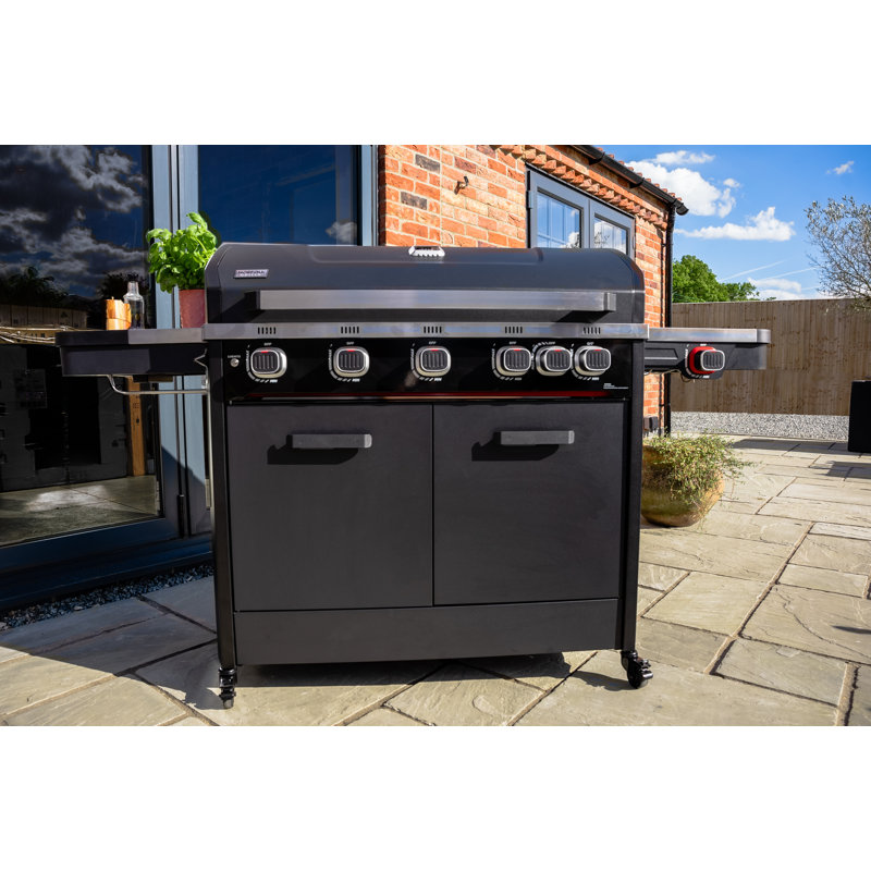 Norfolk Grills 5 Burner Free Standing and Portable Liquid Propane Gas Grill with Side Burner and Cabinet