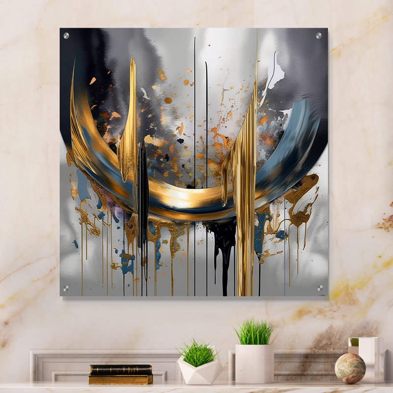 Hagen - Art mural abstrait en marbre acrylique, H 16 po x l 16 po