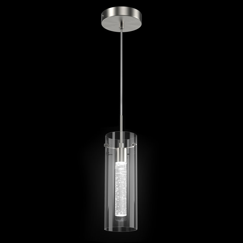 Frontis Light Brushed Nickel LED Cylinder Pendant, 1 Light, 6500K, Brushed Nickel