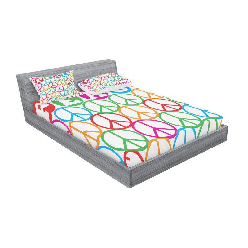 Microfiber Geometric Sheet Set, Full Sheet Set with Fitted Sheet