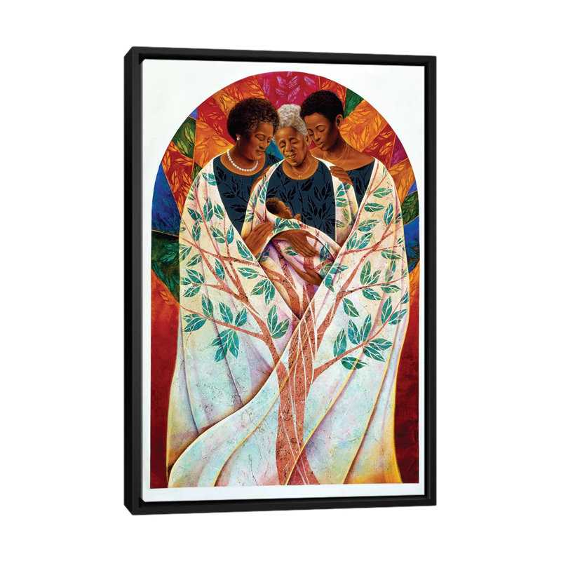 «Family Tree» par Keith Mallett, impression sur toile, H 26 po x l 18 po x P 1,5 po, Toile avec cadre noir, Pas de tapis