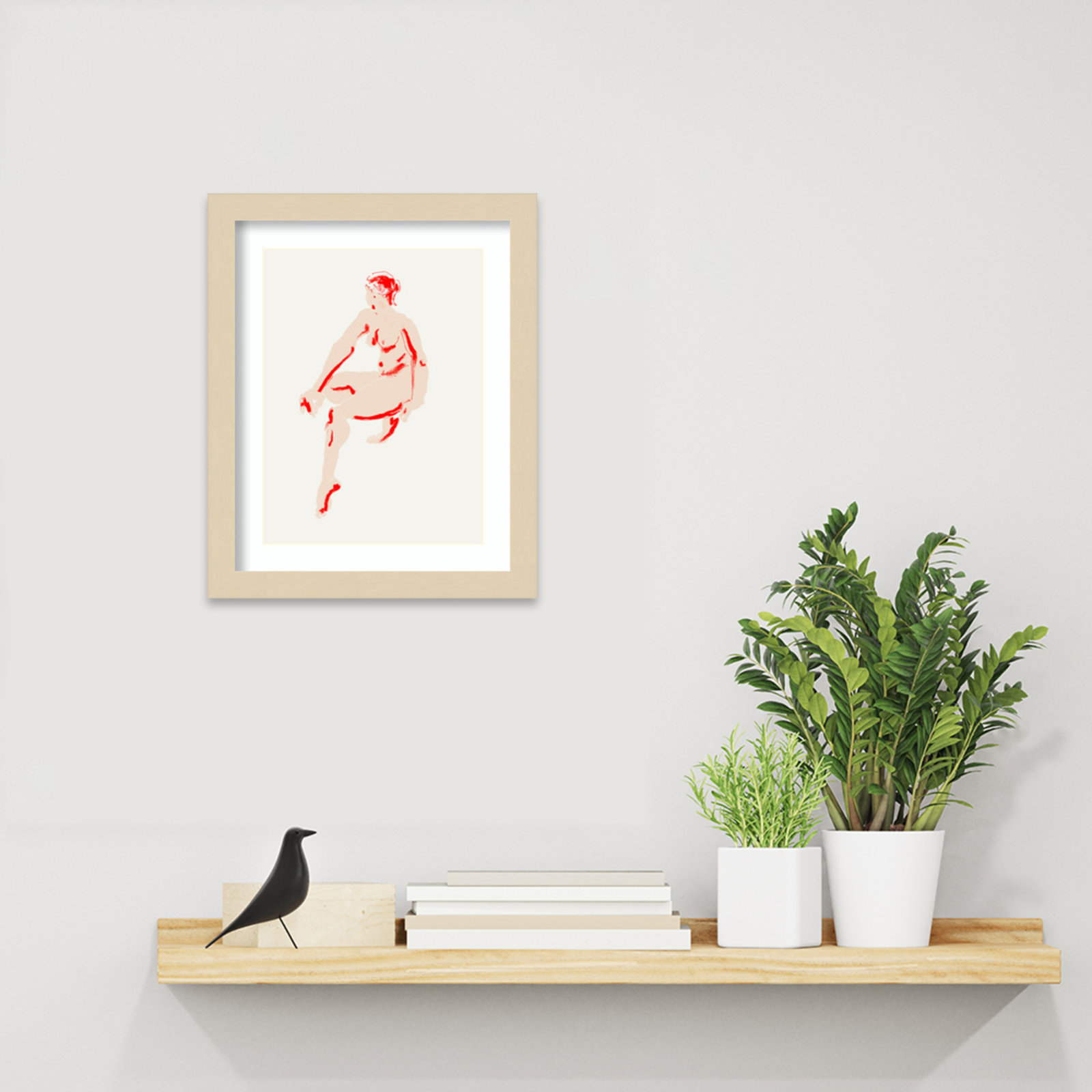 Henn "Naked Woman" Print, Brown, 13" H x 11" W