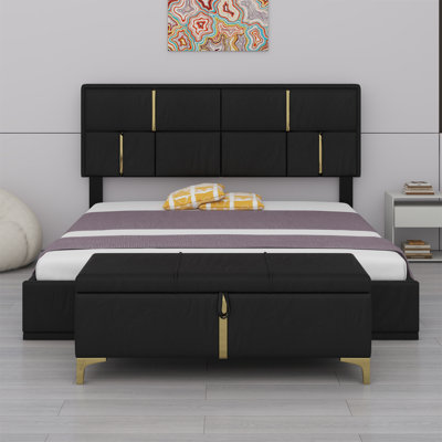 Lilimai Upholstered Metal Panel Storage Bed