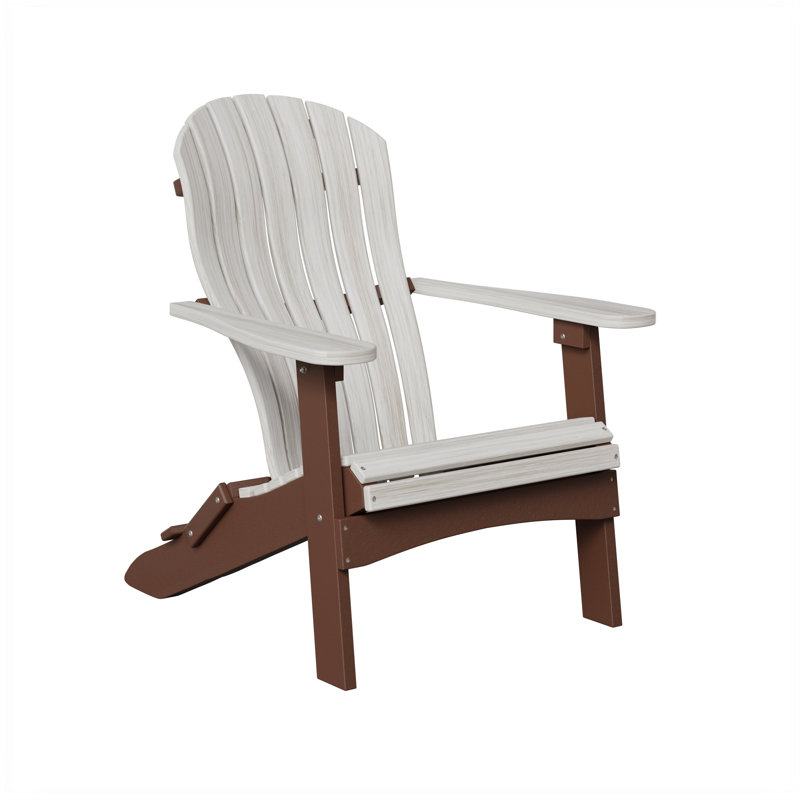 Berlin Gardens Contour Folding Adirondack Chair, Seashell with Chocolate Brown