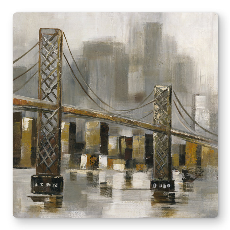 Bridge by a Cloudy Day - Contemporary Cities Metal Print Decor